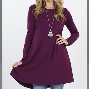 😍NWT Dark Plum Straight Hem Pocket Tunic